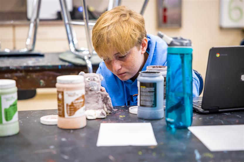 Students in art class